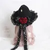 Halloweenowe zabawki wspaniałe czapki czarownice maskarada róża kwiat dziobowy czarodziej czapka gotycka lolita halloween impreza cosplay akcesoria D983 231019