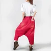 Kvinnors jeans baggy harem kvinnor japanska rippade hål denim byxor bred ben droppe crotch cross-bants hip hop streetwear pojkvän bloomers