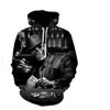 Men Women Fashion 3D Hoodies Tattoo Skull Print Loose Hooded Sweatshirt Casual Pullovers204x