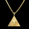 Triangle Egyptian Piramida z Lion Głowa Wisiorki Tytanium Złota Kolor Bling Charm Women Men Lucky Hip Hop Chain253L