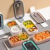 Bento Boxes 1400ML Stainless steel Lunch Box 2 Layer Microwave Heatable Bento Box Leakproof Fresh-keeping Box Kitchen Food Storage Container 231013