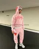 Erkek Hoodies Sweatshirts y2k Kore tarzı pembe pantolon erkek kadın kadın sweatshirt kıyafetleri yüksek bel rahat kapüşonlu gevşek harajuku moda sokak giysisi pantolon j231019