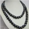 36 INCH RARE TAHITIAN 11-13MM SOUTH SEA BLACK PEARL NECKLACE 14K GOLD CLASP244e