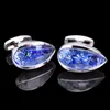 Cuff Links Summer high quality brass hand inlaid Blue Crystal zircon Cufflinks classic style men s jewelry gifts 231019