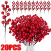 Faux blommor grönare 201pcs jul konstgjorda bär falska Holly Berry Flower Stamen Bouquet Diy Wreath Xmas Year Gifts Table Decor 230819