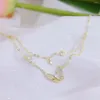 Correntes 2023 vista moda marca jóias dupla camada borboleta charme pingente colares para mulheres 14k cor de ouro gargantilha colares