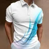 Polos pour hommes Summer Mens Polo à manches courtes 3D Impression Rétro Modèle d'encre Daily Street Casual Tops surdimensionnés Poloshirt Vêtements