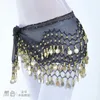 Other Fashion Accessories 1pcs/lot Women Belly Dance Hip Scarf Accessories 3 Row Belt Skirt With 128pcs Gold color coin bellydance Coins Waist Chain 231018