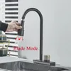 Kitchen Faucets Vidric Big Waterfall Black Faucet Single Lever Cold Mixer Tap Rotatable Sink Gray For