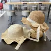 Hair Accessories 2-5 Years Girls Summer Straw Hat Bag Cap Set Kids Sun Baby Travel Protection Beach Hats Fisherman For Child