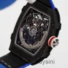 Movimento automatico Tourbillon Orologi meccanici Orologi da polso famosi svizzeri Rm6702 Orologio da uomo blu in fibra di carbonio Titanio Machinery World F Flyback Cronografo UQ