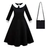 Girl's Dresses For Girls Wednesday Addams Cosplay Dress Costumes Black Gothic Dresses Children Clothes Halloween Party 231019