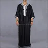 民族衣類イスラム教徒の男性カフタンモロッコの男性Jalabiya Dubai Jubba Thobe Cotton Long Shirt Casuare Youth Black Robe Arab ClothesPl