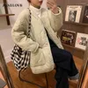 Women's Trench Coats Herstory Short Parkas Women Winter Loose Warm Solid Argyle Quilting Korean Ulzzang Trendy All-match Safari Oversized