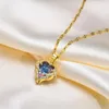 Pendant Necklaces Cubic Zirconia Heart Neckace Stainless Steel Gold Plated Japan Korea Jewerlry