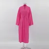 Abiti casual NHKDSASA Cotone Lino Lungo Verde Estate Donna Cintura Dentellato Ufficio Abito da donna A-Line Elegante Split Robe Femme 2023