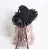 Halloweenowe zabawki wspaniałe czapki czarownice maskarada róża kwiat dziobowy czarodziej czapka gotycka lolita halloween impreza cosplay akcesoria D983 231019