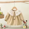 Girl Dresses Cute Baby Girls Trench Coat Spring Autumn Toddler Lace Ruffle Patchwork Windbreaker Cotton Outerwear Long Sleeve Clothing