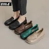 Dress Shoes Genuine Leather Flats Women Spring Summer Shoes Flower Slip On Loafers Lazy Shoes Female Flats Arrival Mom Loafers 231018