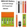 Shenzhen Factory Imini Avv E Cigs 510 WARTRIDGES 3,3V-4,8 V Zmienne napięcie akumulator 510 Wózki 350 mAh Baterie wstępne podgrzewanie pióro Vape do kaset pary