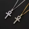 Collier hip hop hipster Croix hiphop Pendentif Zircon or rap couple collier chaîne en or plein de diamants bijoux pour hommes pendentif glace bijoux de luxe