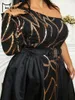 Missord – robe de soirée noire élégante, asymétrique épaule dénudée, manches longues, ceinture à paillettes, drapée, robe de bal Maxi, grande taille