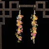 Dangle Earrings Natural Tourmaline Gravel Grapes Chain Eardrop Halloween Lucky Women Ear Stud Beautiful Holiday Gifts VALENTINE'S DAY