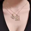 ALYXUY 2 pcs set Fashion Dragon Crystal Pendant Necklace Gold Color Elegant Personality Jewelry Lucky Symbol Women Girls Gift208w