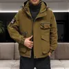 Men's Jackets Fall/Winter Casual Hooded Solid Top Simple Sports Zipper Coat Pocket Baseball Clothes Flight Overcoat Windproof