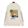 Herenhoodie Designer Rhu Hoodies Letterprint Pullover Sweatshirts Losse capuchon met lange mouwen Retro High Street Hoody-jack met volledige ritssluiting Heren Katoenen tops US-maat