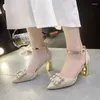 Sandały 2023 Summen stóp na palcach Obcasy sznurkowe koraliki wysoko kostki Pasek Rhinestone Ladies Eleganckie buty