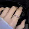 Cluster Rings Fashion Butterfly Shiny Cubic Zirconia Geometric Adjustable Finger Ring Girls Minimalist Dainty Open Wedding Jewlery Gifts