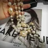 gioielli coreani con ciondolo a catena lunga con collana di perle a doppio strato per donna party322T