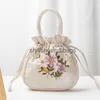 Bags Bucket Bag Top Handle Ladies Handbag Bag Summer Purse National Style Flower Pattern Drawstring Bagstylisheendibags
