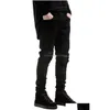 Mens Jeans Designer Brand Men Black Skinny Ripped Stretch Slim Fashion Hip Hop G Man Casual Denim Biker Pants Overalls Jogger Drop D