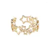 Pierścienie klastra missnice vintage wydrążone gwiazdy kształt pierścień regulowany palec 1pc miedziany biżuteria z najwyższej jakości platforma