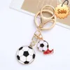 Metal Football Keychain With Jersey Sneaker Pendents Soccer Key Ring Creative Sporting Key Chain Key Accessories Fans Souvenir