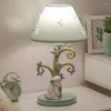 Table Lamps Ins Sweet Style Fabric Resin Lamp Pink Girl Bedroom Deco Children Bedside Led Desk Stand Light Fixtures