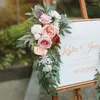 Fiori decorativi Arco nuziale artificiale Kit di fiori Boho Eucalipto Ghirlanda Tende Decorazione Cartello di benvenuto Facile da usare