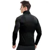 Men's T Shirts High Neck Long Sleeved T-shirt Elasticity Tight Fitting Quick Drying Clothes Outdoor Sports Large Sweatshirt