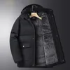 Piumino da uomo Parka lungo Parka 40 Giacca invernale Moda con cappuccio Cappotto antivento casual Maschile Nero Lana spessa Abbigliamento da sci caldo 231018