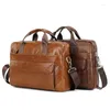 Портфели из натуральной кожи, мужской портфель, сумка-тоут, деловая офисная сумка для ноутбука 14 дюймов, мужская повседневная сумка через плечо, высокое качество