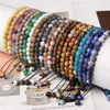 Pulsera tejida con cuentas de piedra Natural mate de 6mm, pulseras de urdimbre de ágata de ojo de tigre, curación de Yoga de equilibrio para hombres y mujeres, joyería