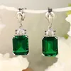 Silber Farbe 925 Smaragd Schmuck Ohrringe für Frauen Peridot Mystic Jade Bizuteria Edelstein Granat Smaragd Tropfen Ohrringe Female1204H