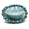 Strand 1pc Turquoise régénérée avec perles rondes en alliage 8mm Bracelet élastique pour un port quotidien fête femme homme