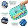 Bento Boxes 1300 ml Bento Box 4 Divided Lunch Box With Fork For Adults Kids Toddler Bento Lunch Boxs Lunch Containers Leak-Proof Microwave 231013