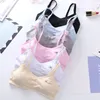 Bustiers korsetter Kvinnor Tube Top Solid Color Crop Japanese Underwear Pink Female Lingerie Cotton Bralette Breable Bra