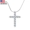 USA Stock Hip Hop jewelry 925 Sterling Silver 18K Gold Plated VVS Moissanite Cross Necklaces for men women