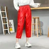 Pantaloni da donna 2023 vera pelle di pelle di pecora da donna coreana harem nero elastico pantaloni sciolti di lunghezza del polpaccio