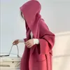 Mélange de laine pour femmes, manteau en cachemire réversible à capuche rouge Rose, mi-long, automne et hiver, laine épaisse et ample, 231018